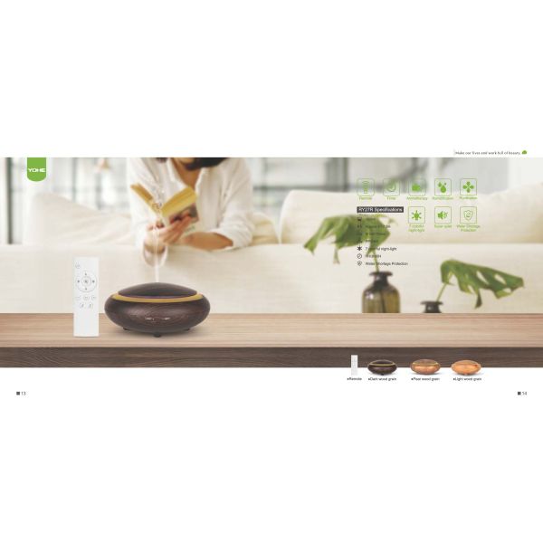 Buy New Product auto aroma diffuser Wholesale Wood Grain Aroma Diffused Oil Diffuser Humidifier Wood With Led GK-RY27R at wholesale prices