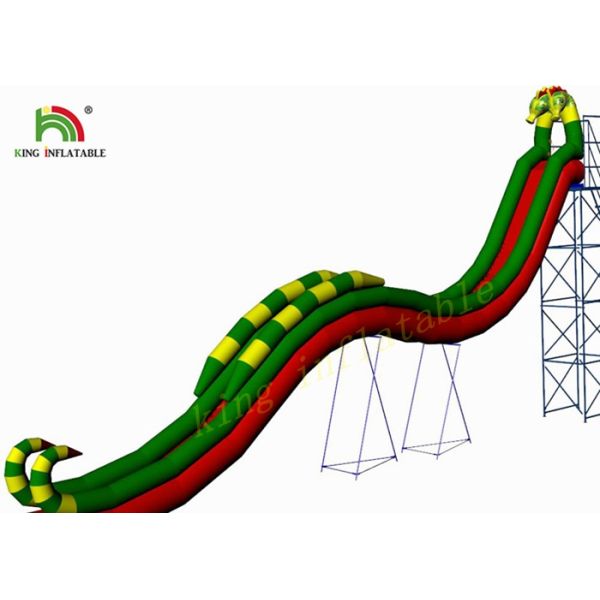 Seahorse Plato PVC Inflatable Water Slide / Yellow Blue Giant Water Slide For Rentals