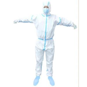 White Hooded Disposable Isolation Gown Lightweight Chemical Resistant