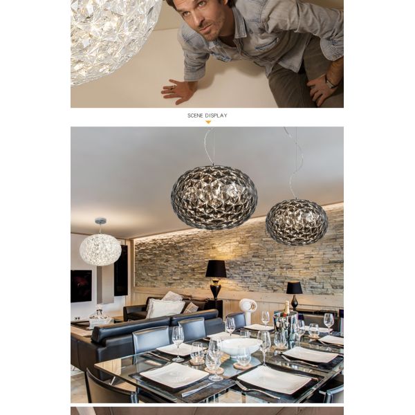 Post Modern Living room Acrylic Oval Ball Chandelier Bedroom Planet Suspension Lamp(WH-MI-385)