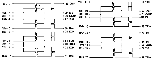 749010040 Cross Quad Port 10/100Base-TX , LP1164NL DATACOM TRANSFORMER