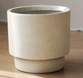 Light Beige Two-layer Structure Round Fiber Clay Outdoor Planter Architectural Landscaping Design