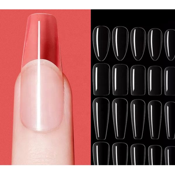 Nail Products Manufacturer Customize Brand 550pcs Box clear Soft Gel Full Cover Extension Press on Nail Tips for DIY