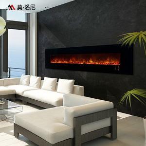 China 198cm Wall Mounted Electric Fireplace Room Heater Tempered Black Painted Glass on sale