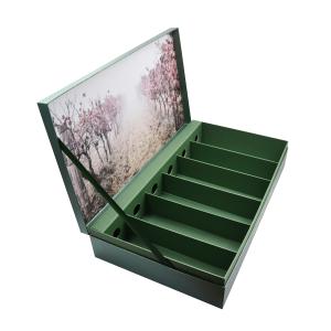 Green Customizable 6 Bottles Cardboard Wine Gift Box Matte Lamination