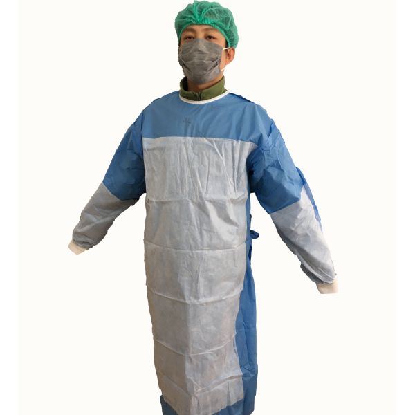 Disposable Reinforced Sterile nonwovent Surgical Gown with knif cuff ,tie waist
