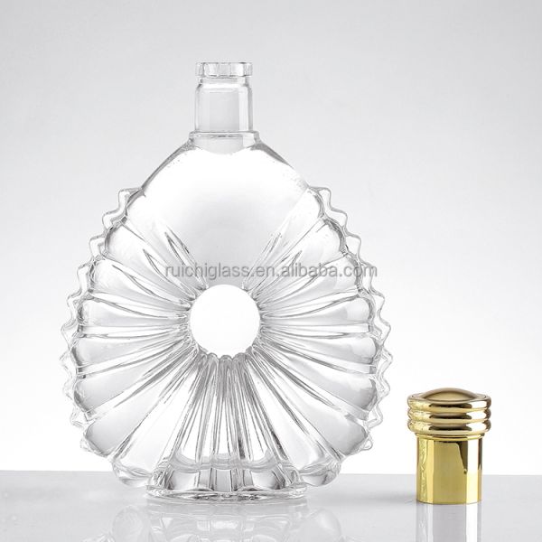 500ml OEM ODM Clear Transparent Super Flint Cognac Glass Bottle with Hot Stamping Design