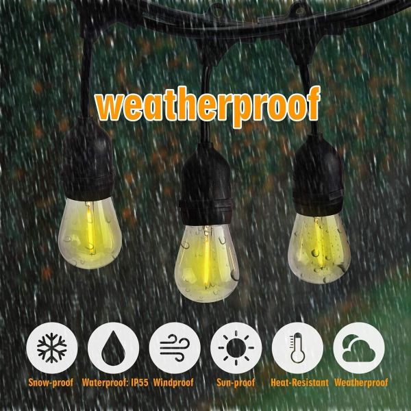 220V LED Festoon Lights Shatterproof Dimmable Filament Bulb for Patio Balcony Party Porch