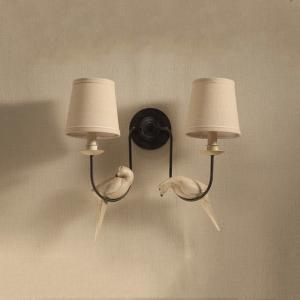 Retro loft wall lamp double heads bird light study office stair aisle living