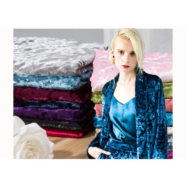 Buy Crushed Polyester Velvet Fabric Windproof For Clothes at wholesale prices