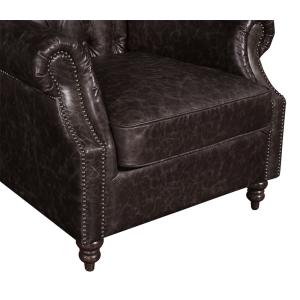 Retro Distressed Leather Winged Armchair , High Back Upholstered Chairs With