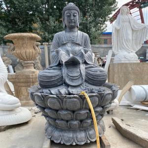 BLVE Bluestone Buddha Statue Water Fountain Marble Shakyamuni Buddha Sculpture