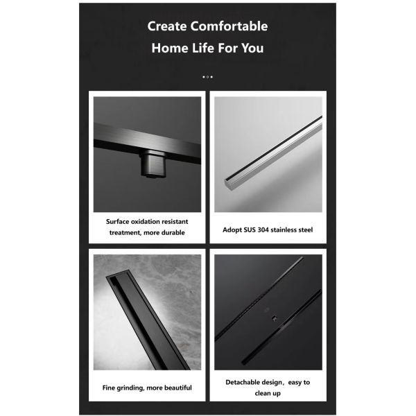 Hotel Brushed Surface Modern Simple Fashion Extremely Narrow Wide Linera Floor Drain