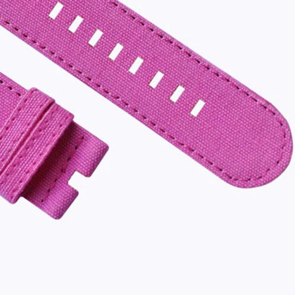 24mm Canvas Strap Watch Band , Cloth loops Rose Red Watch Band