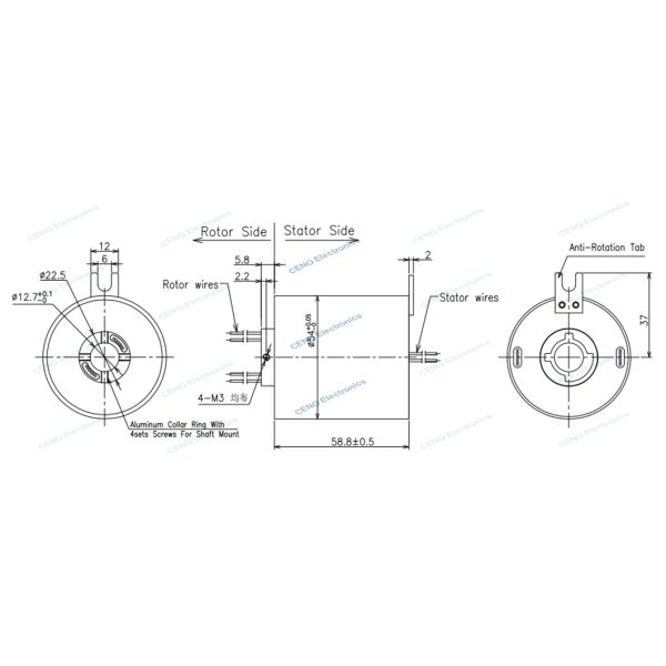 12 Circuit 5A Through Hole Slip Ring With Electrical Swivel For Automation Equipment