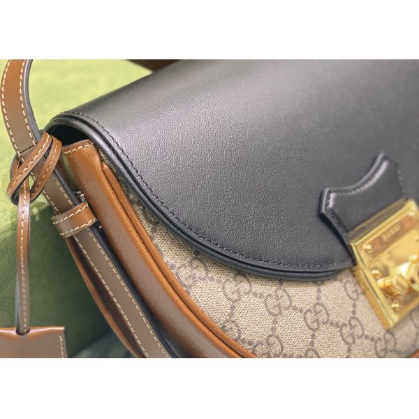 Classic GG Deerskin Texture Inclined Shoulder Bag Monogram Canvas 22cm Length