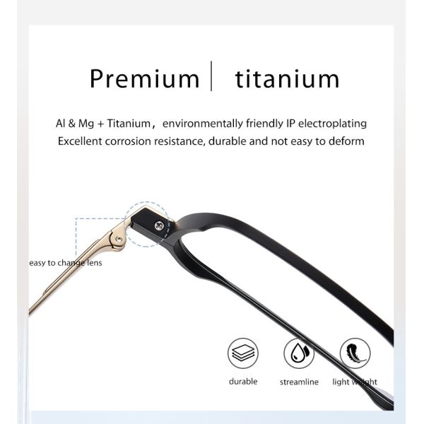 Non Prescription Titanium Cable Temple Eyeglasses Clear Lenses CE