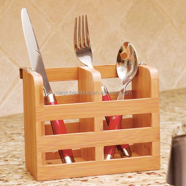 All-Season Bamboo 2 Compartment Tableware Holder with and Custom Design Acceptance