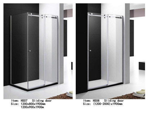 Buy Tempered Glass Shower Door Enclosures With Top Roller One Side Sliding Door at wholesale prices