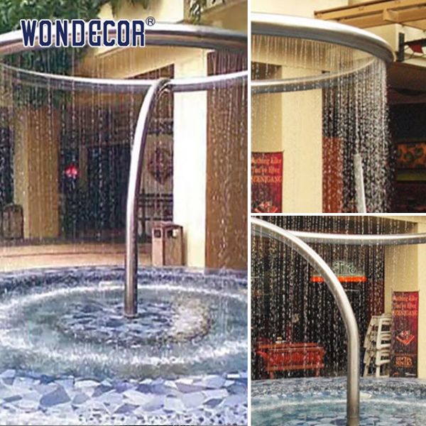 Modern Minimalist Geometric Circular Stainless Steel Fountain Sculpture Outdoor