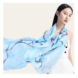 Women fashion large square twill printed silk neck scarves