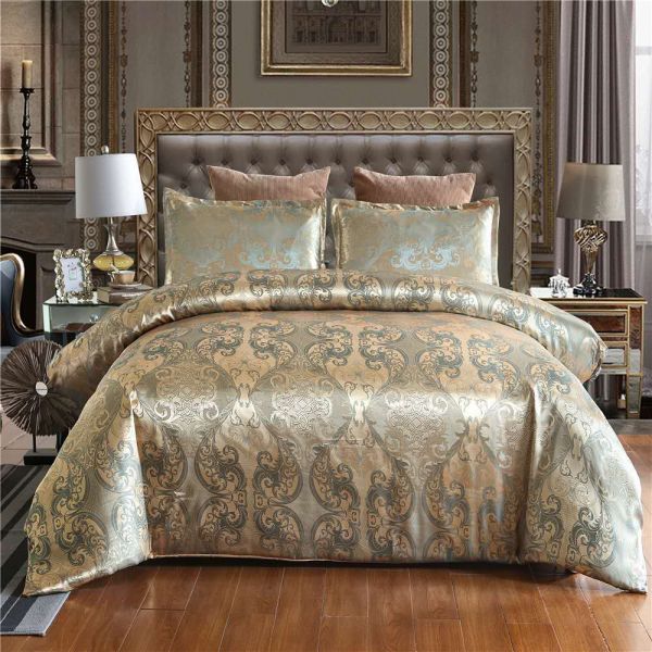 European Style Rotary Screen Printing Satin Bedding Set 3 4 6 7 Piece Cotton Sheet Pillow Case Duvet Cover