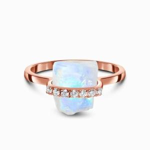 925 Sterling Silver Natural Raw Stone Moonstone Gemstone Jewelry Wedding