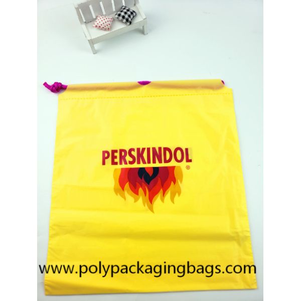 Buy Yellow Waterproof Nylon Mesh Promotional Drawstring Bags / Personalized Drawstring Bags at wholesale prices