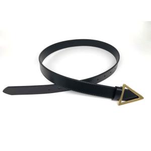 Triangle Plate Prong Buckle Ladies Cowhide Leather Belt