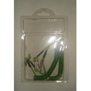 Dark green plastic spiral coil tool lanyard with 2pcs heavy duty hooks safety