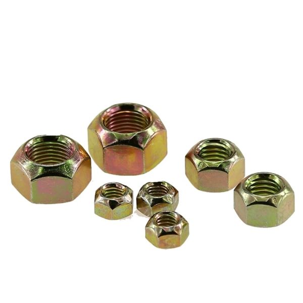 Buy Imperial Measurement System Grade4 Grade6 Yellow Zinc Plated M4 M6 M8 Steel Metal Hex Locking Nuts for Strong Fastening at wholesale prices