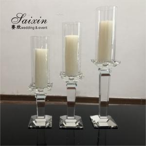 Hot sale 3 piece set crystal candle stick for wedding centerpieces