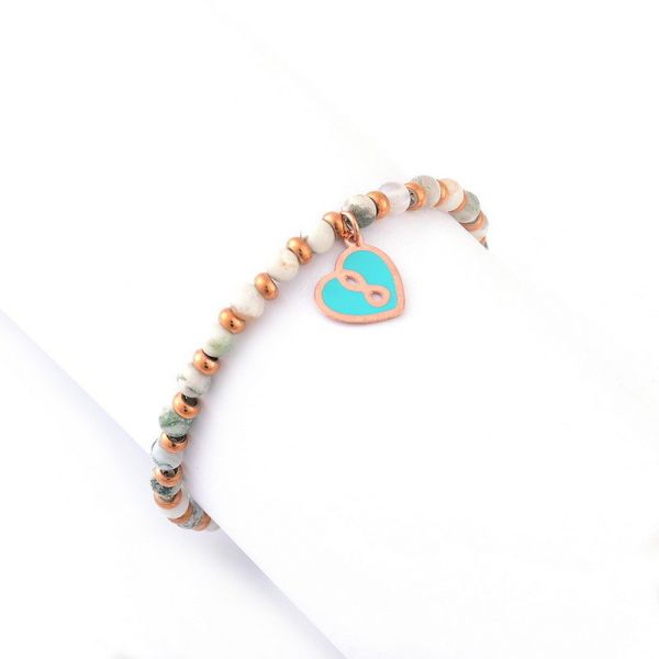 Natural stone chain peach heart bracelet, women's minimalist design, women's bracelet