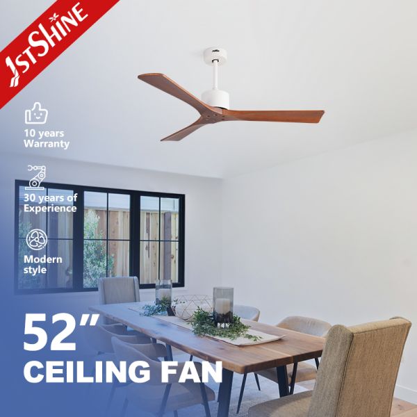 52 Inch Solid Wood Ceiling Fan Quiet DC Motor Modern Design for Living Room and