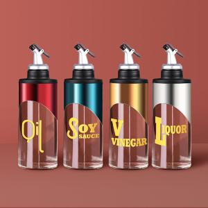 Empty Round Kitchen Oil Dispenser Glass Bottle 380ml 650ml