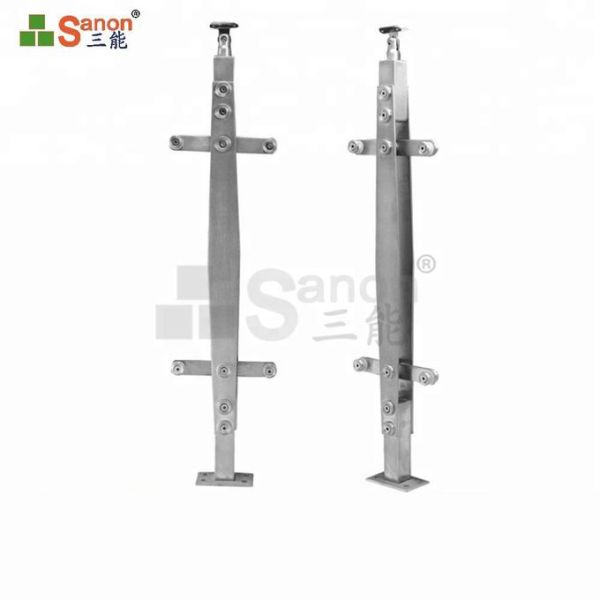 8mm Temper Glass Stainless Steel Balustrade Posts Hollow Carved Design AS2047