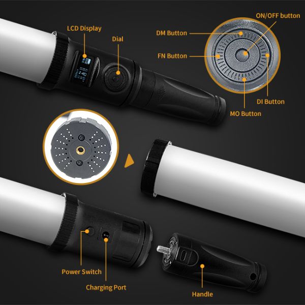 Handheld Battery Powered Fluorescent Tube CCT Mode LED Stick Light Photography Stick Makeup