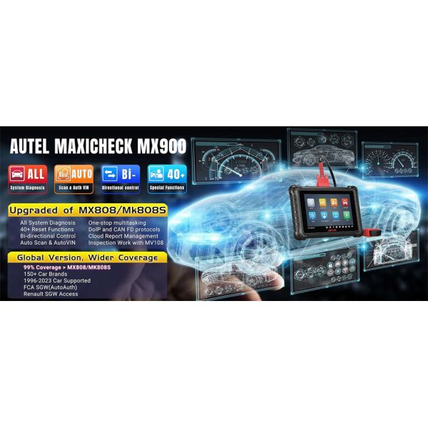 Autel MaxiCheck MX900 OBD2 All System Diagnostic Scanner Bi-Directional Control DoIP/CAN FD Read/Clear Code 40+ Service Upgrade of MK808 MX808