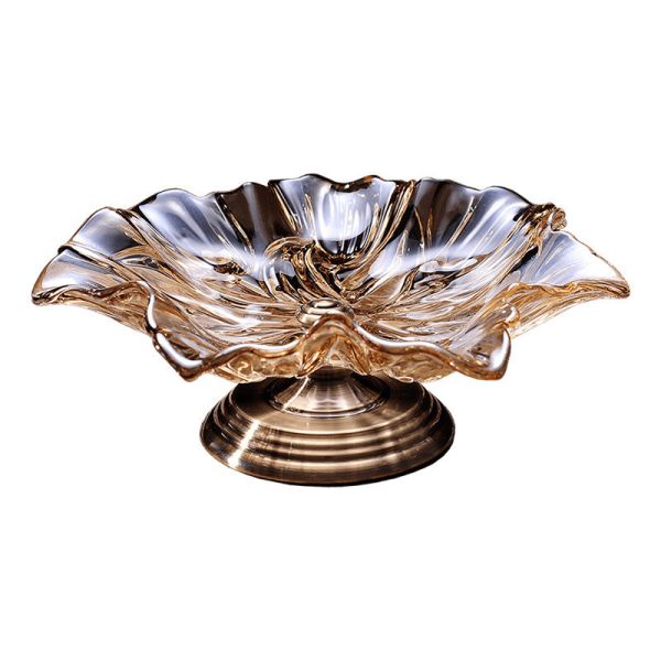 Buy Luxury Decorative Handmade Bronze Glass Fruit Bowl at wholesale prices