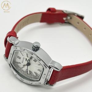 Leather Band White Dial Lady Quartz Watch Scratch Resistant With Luminous Hands