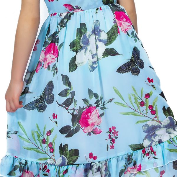 Girls Casual Summer Children'S Clothing Printed Off Shoulder Short Sleeve Ruffle A-Line