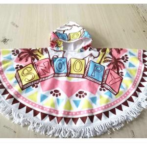 Factory Small MOQ custom print lovely cartoon kids towel poncho beach towel