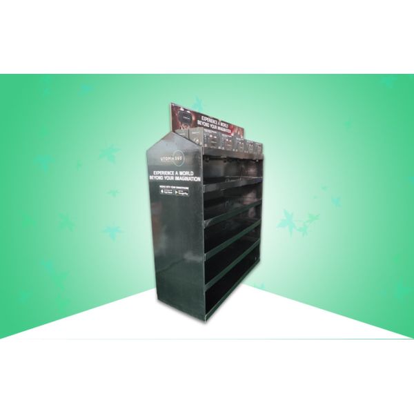 Buy Black Double Face Cardboard Display Shelves 6 Shelf Pre Filling With 4D VR Headset at wholesale prices
