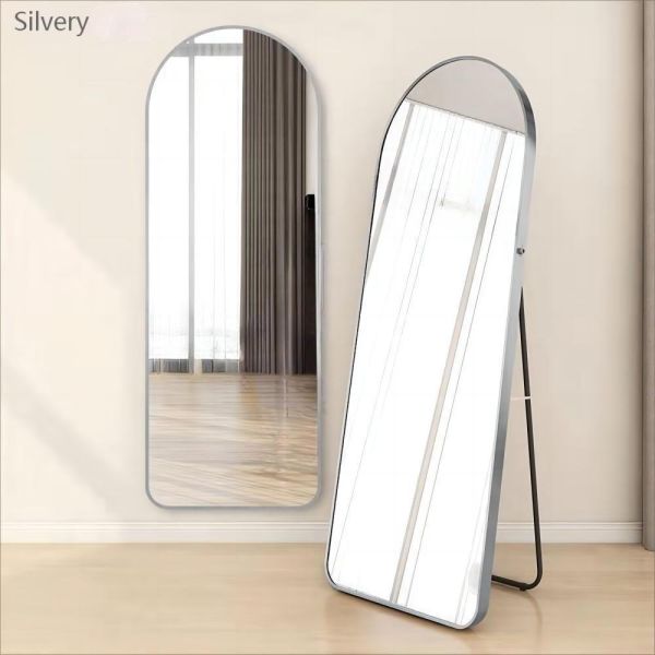 Living Room Modern Style Glass Beveled Full Length LED Dress Mirror with Float Design