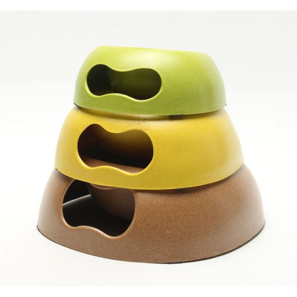 Biodegradable Bamboo Pet Bowl Feeders Environment Friendly Unique Design