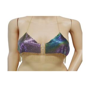 Wedding Aluminum Sequin Lace Fabric / 10mm Flexible Metal Mesh Fabric