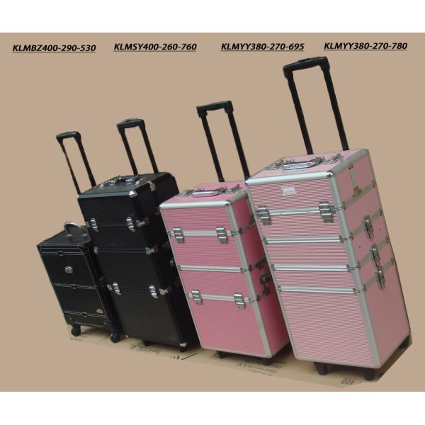 Buy Aluminum Rolling Travel Makeup Cosmetic Case With Trolley at wholesale prices