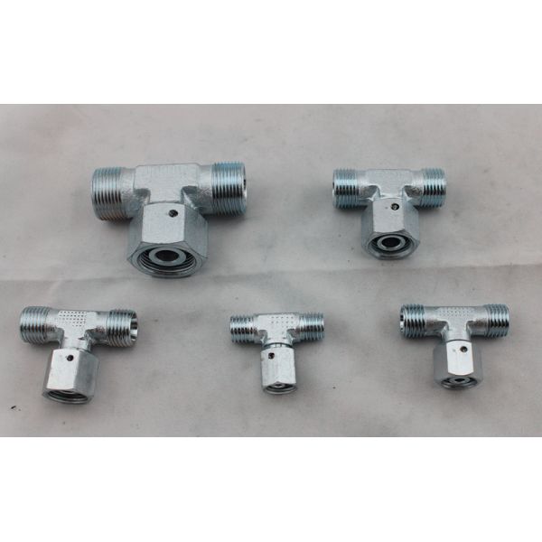 Metric Thread Bite Type Hydraulic Pipe Adapter Branch Tee Fittings With Swivel