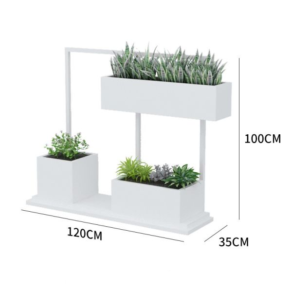 Garden white large outdoor flower pots stand and planters set