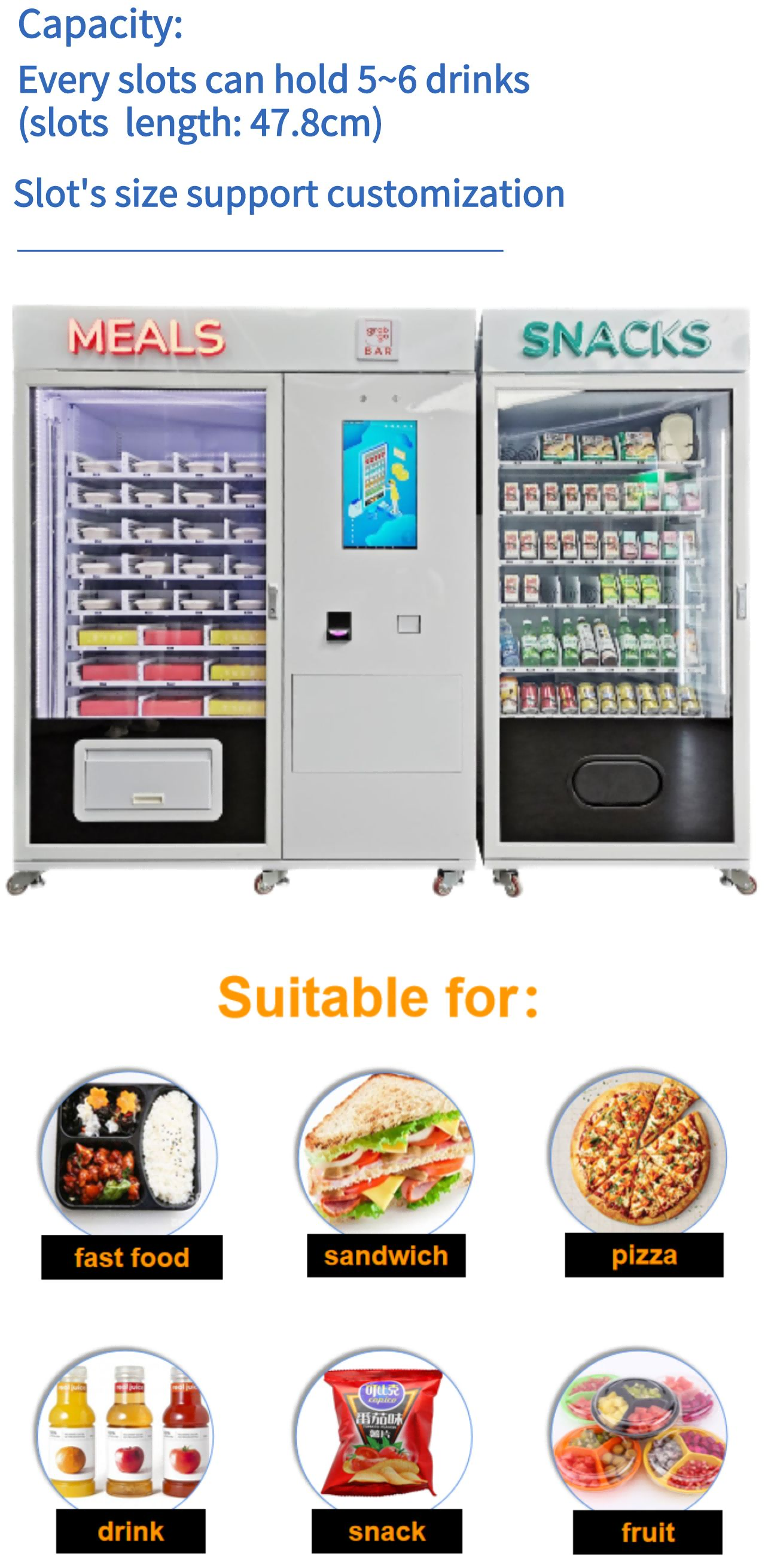 Big Capacity Combo Vending Machine For Snack Drink Hot Food Meals With Microwave Oven